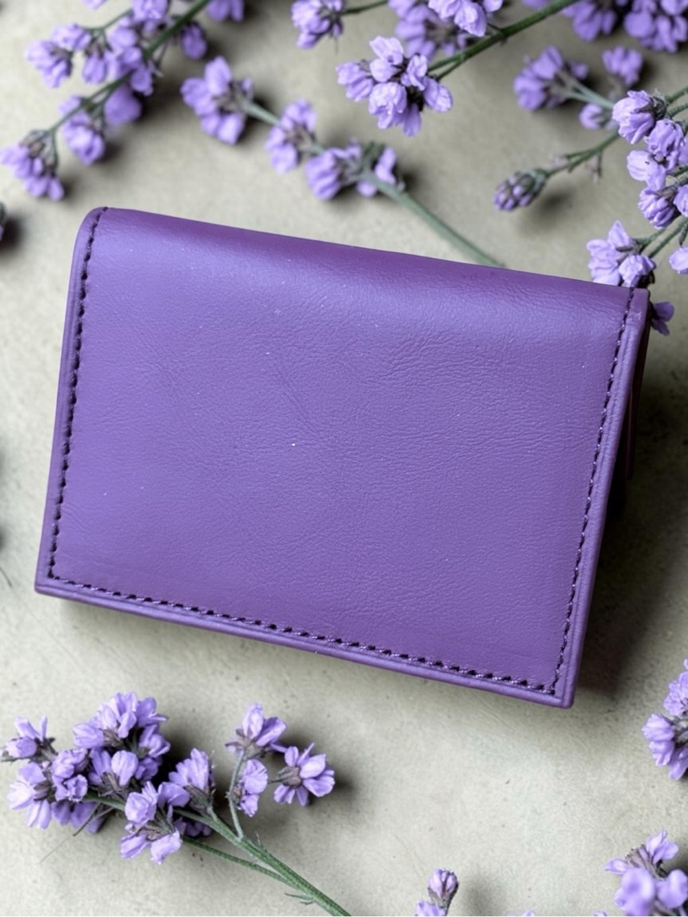 Classic Purple Leather Card Holder